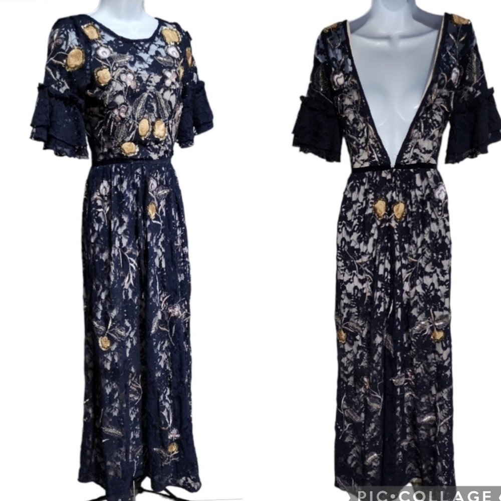 *Frock and Frill Embroidered Sequins Lace Maxi Boho Dress 8 - Picture 4 of 12